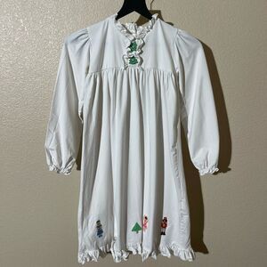 Smockingbird White Kids Casual Dress with Embroidered Details